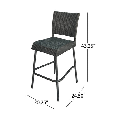 29" Outdoors PE Rattan Armless Barstools, Set of 2