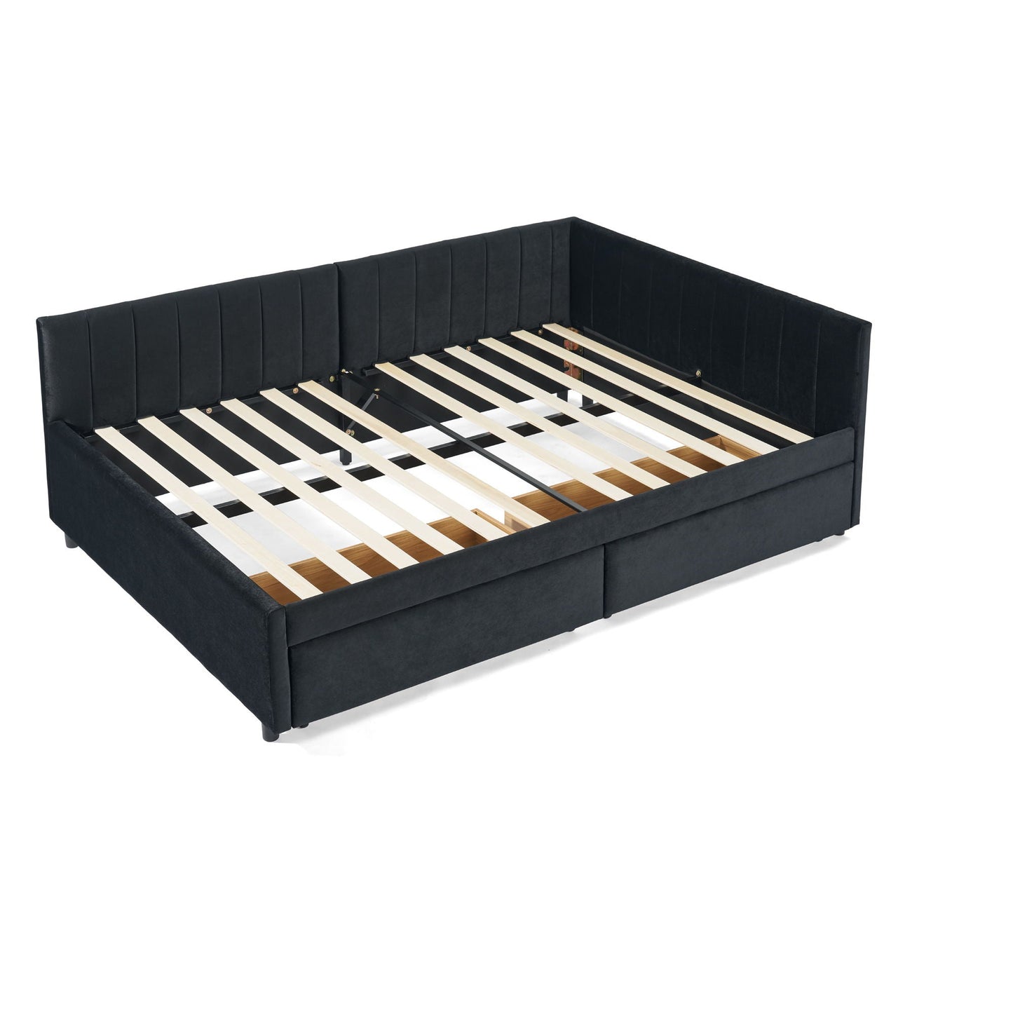 Upholstered Tufted Daybed Frame With Storage Drawers