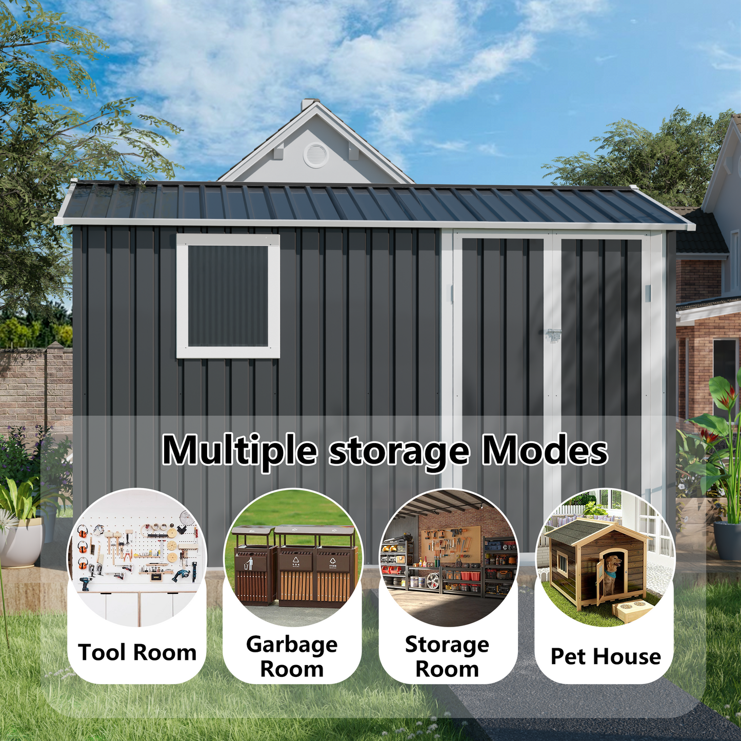 9 x 6 FT Metal Garden Shed for Patio and Backyard Storage