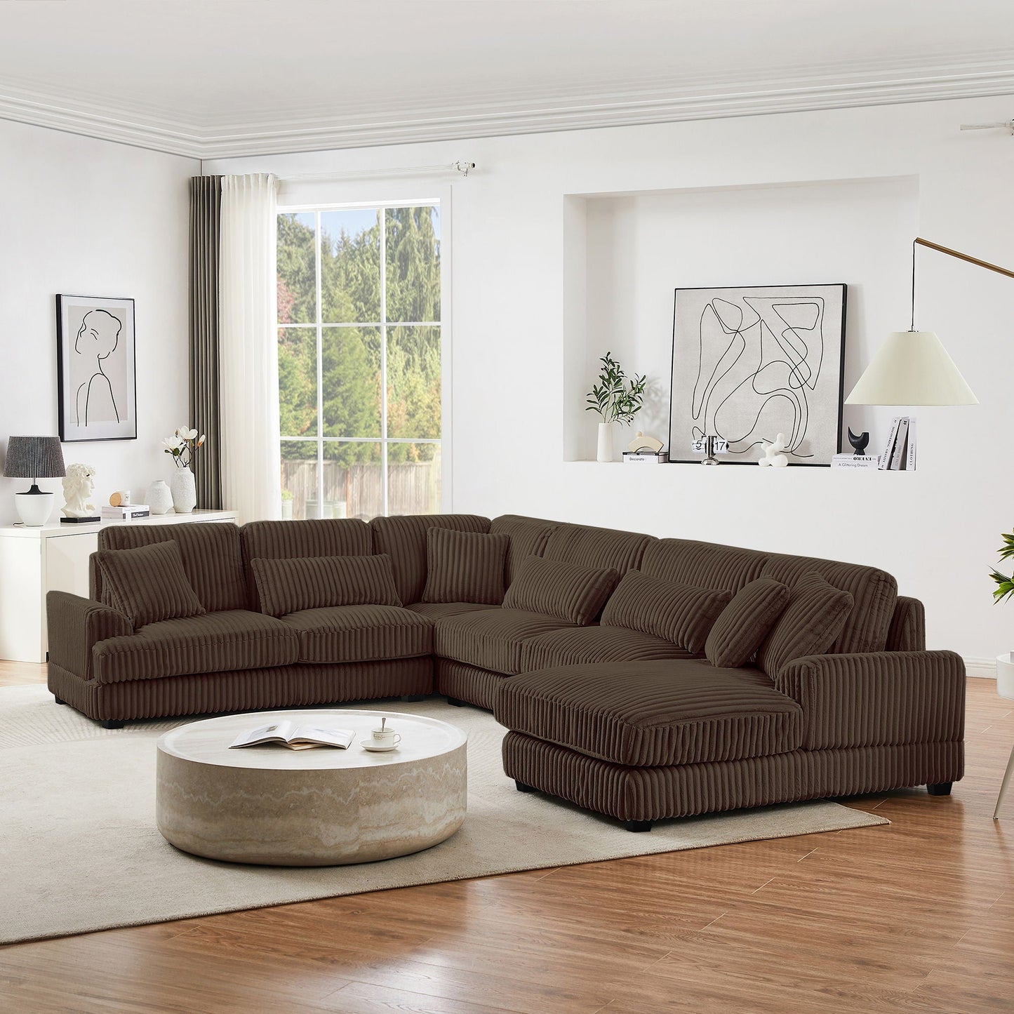 Oversized Sectional Sofa U - Shaped Sofa Couch Modern Sofa Upholstered In Soft With A Chaise Lounge For Living Room