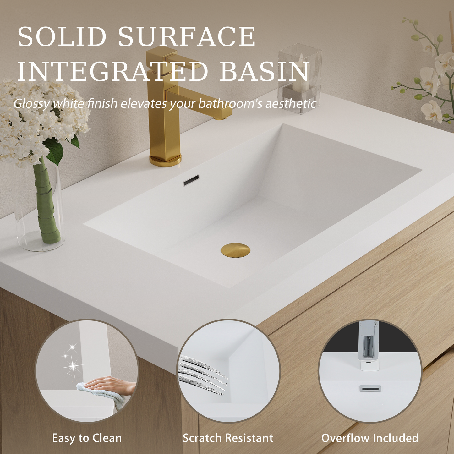 36" Wall-Mounted Bathroom Vanity with Sink