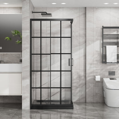 Goodyo Corner Shower Enclosure with Double Sliding Doors