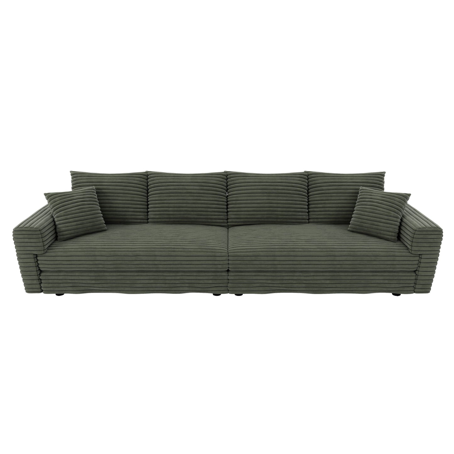 Convertible Deep Seat Sofa With Soft Pillows And Ottomans