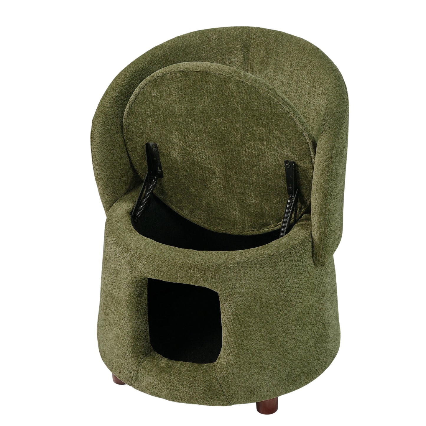 Green Pet Friendly Chair with Hidden Pet Nook and Convertible Stool