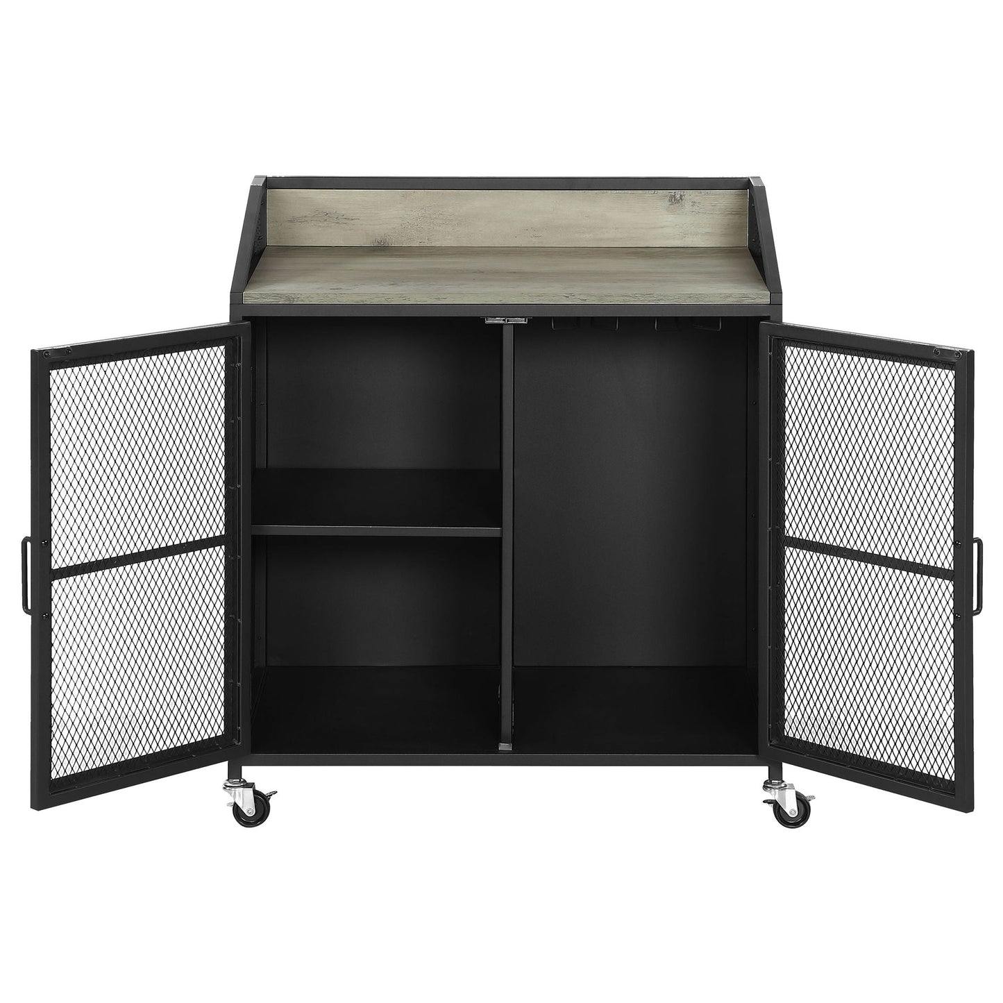 Arlette - 2 Door Mobile Home Bar Wine Cabinet With Smooth Rolling Casters - Black