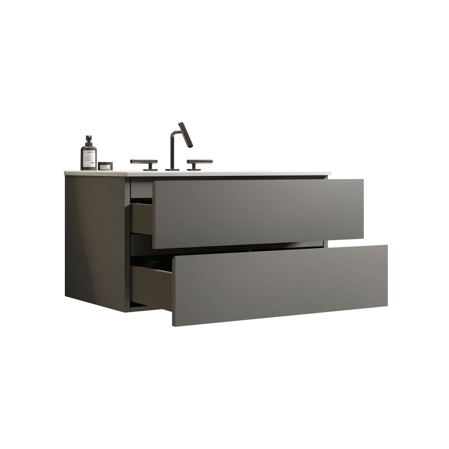 TIA 36" Wall Mount Space Gray Bathroom Vanity