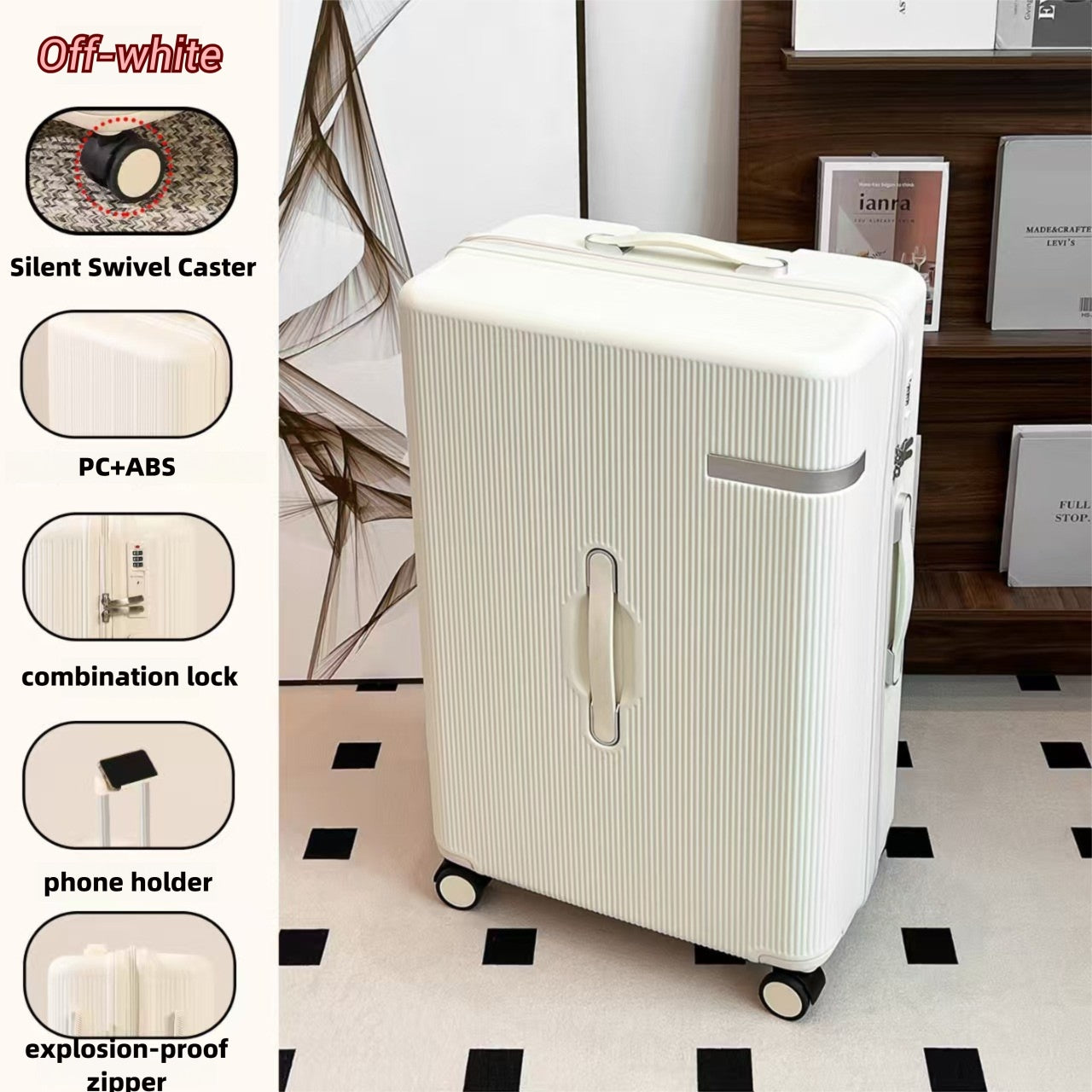 20 Inch 24 Inch Thick Luggage Compartment, Telescopic Pull Rod, Equipped With Three Handheld Handles, TSA With Phone Holder, Universal Silent Wheels, Sturdy And Durable