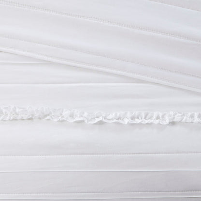 4 Piece Reversible Ruffle Quilt Set with Throw Pillow White King/Cal King