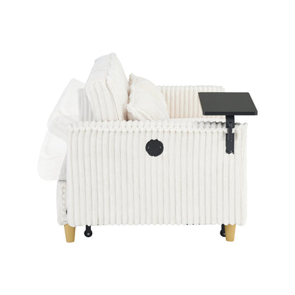Pull Out Sofa With Movable Tabletop And USB Ports