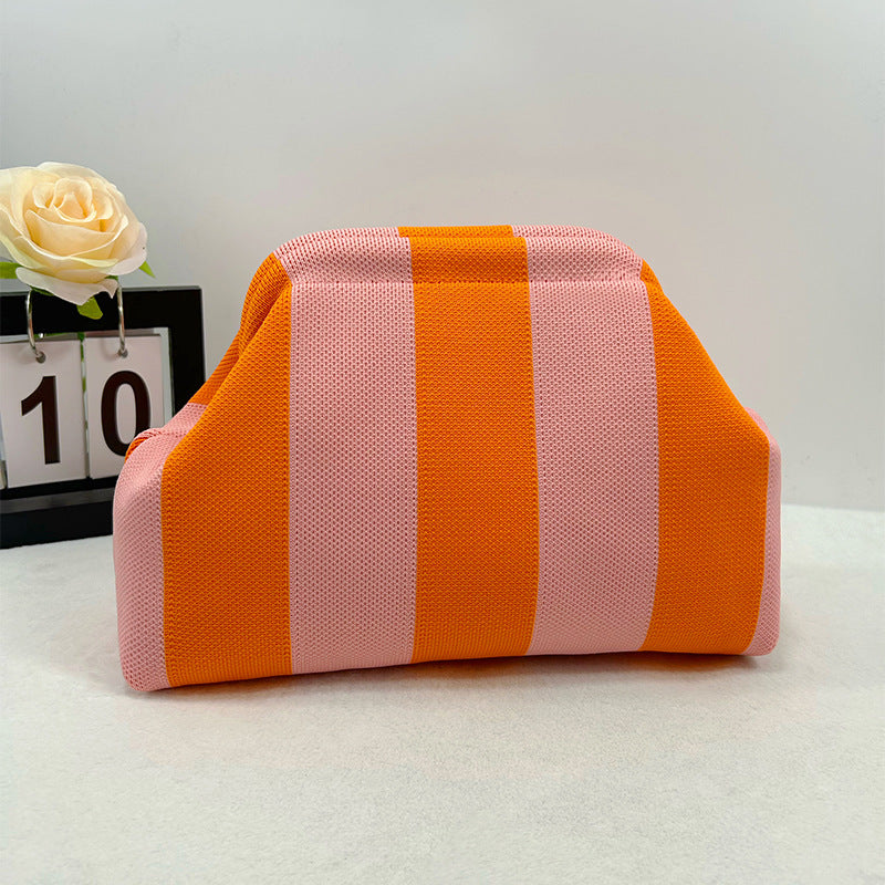 Womens Knitted Bag Striped Clutch