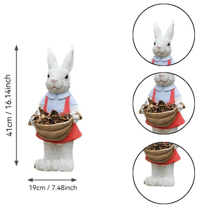 Charming Hand-Painted Rabbit Garden Statue