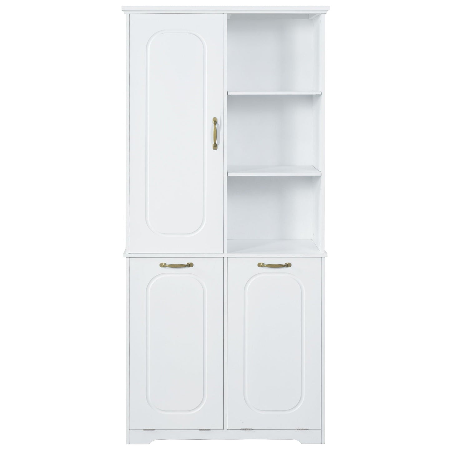 Freestanding Tall Storage Cabinet With 2 Tilt-Out Hampers