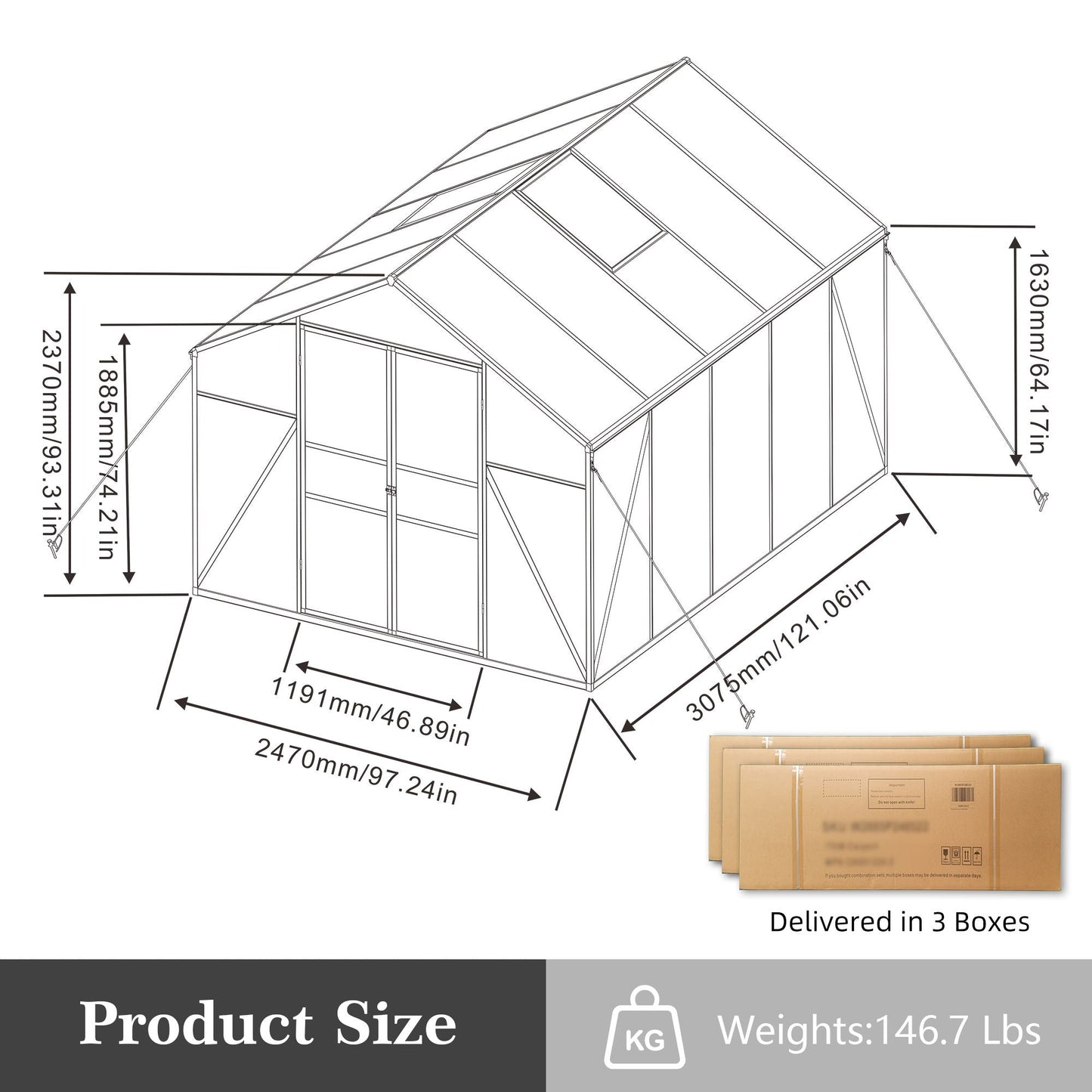 Gain Height Windproof All Season Outdoor Garden Shelter