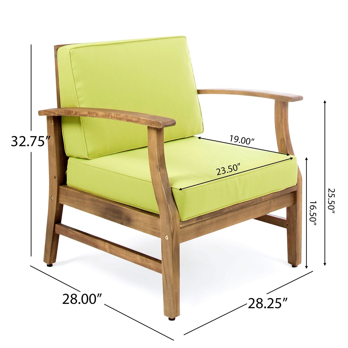Perla Contemporary Club Chair with Water Resistant Cushion