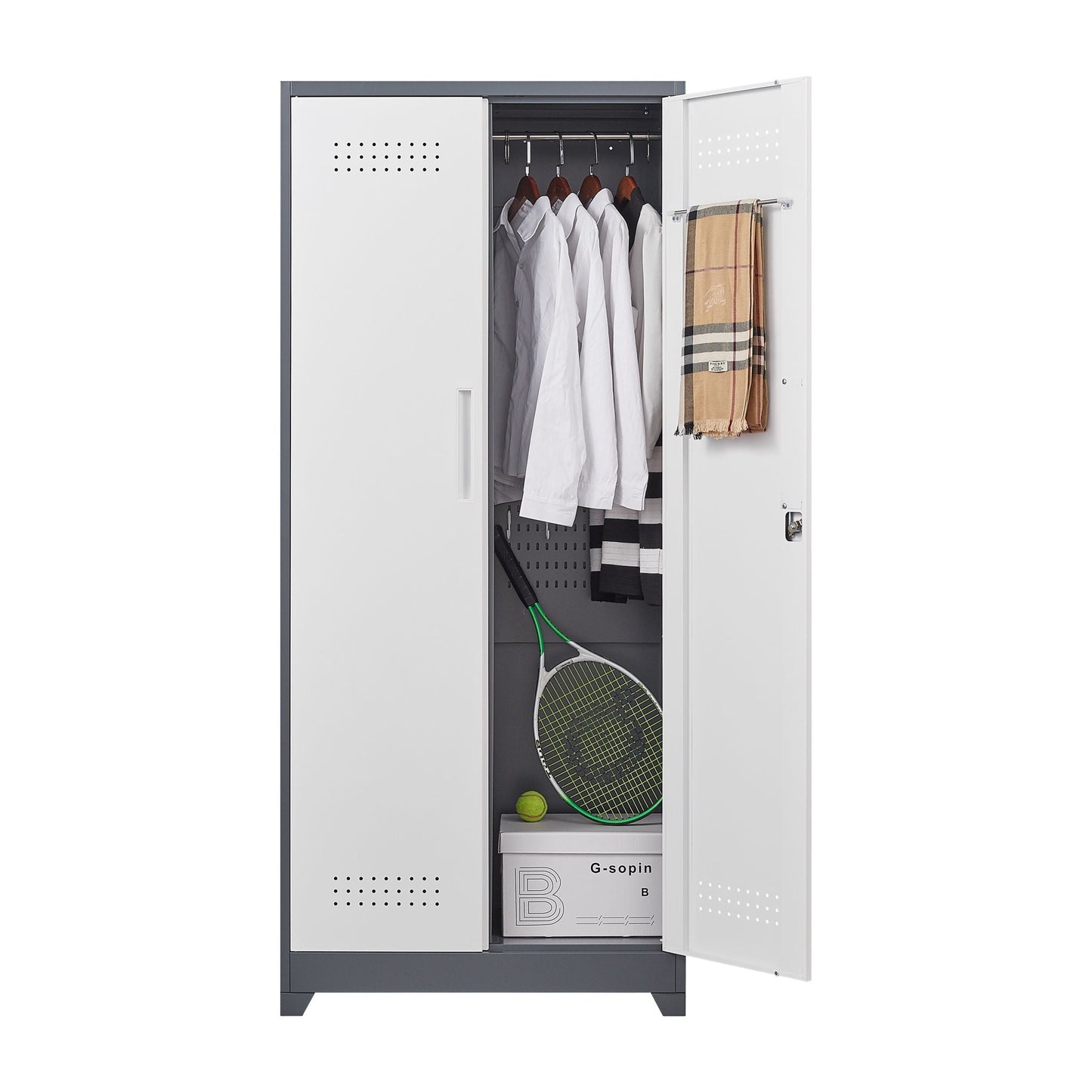Lockers With Locking Doors, Adjustable Shelves, High Broom Tool Storage Cabinet
