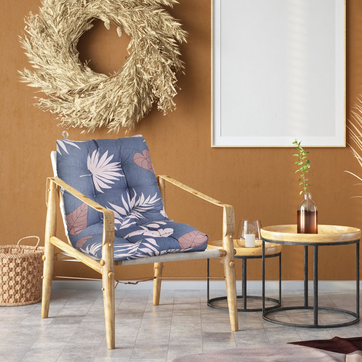 2Pcs Waterproof Rocking Chair Cushion Upper And Lower Back And Seat Sets with Non-Slip Ties Oxford Cloth Surface Polyester Filling Comfortable for Ind