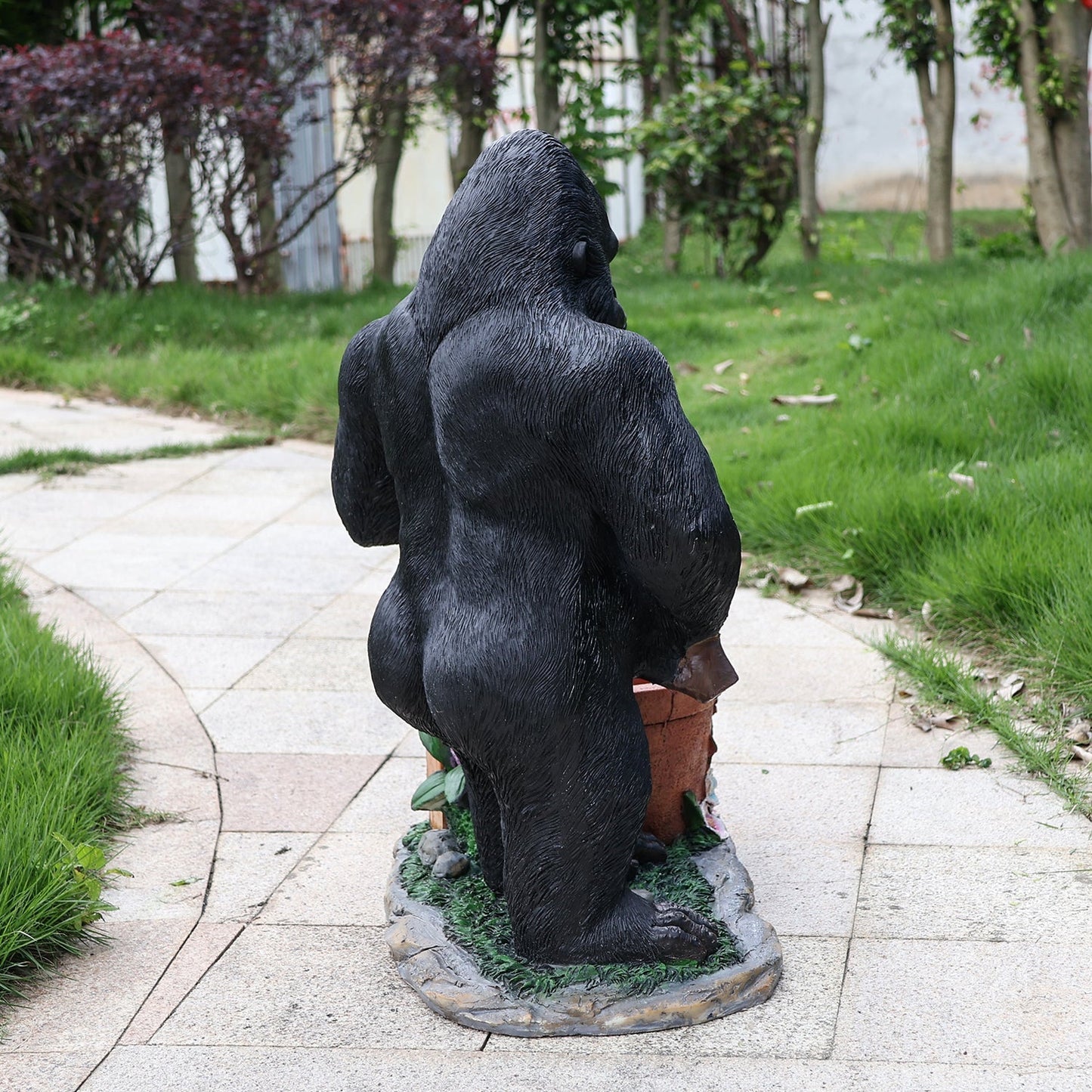 Outdoor Garden Sculpture Chimpanzee Flower Pot Planter