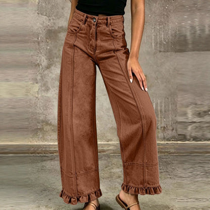 New Stylish Casual Loose-fit Wide-leg Denim Pants For Women