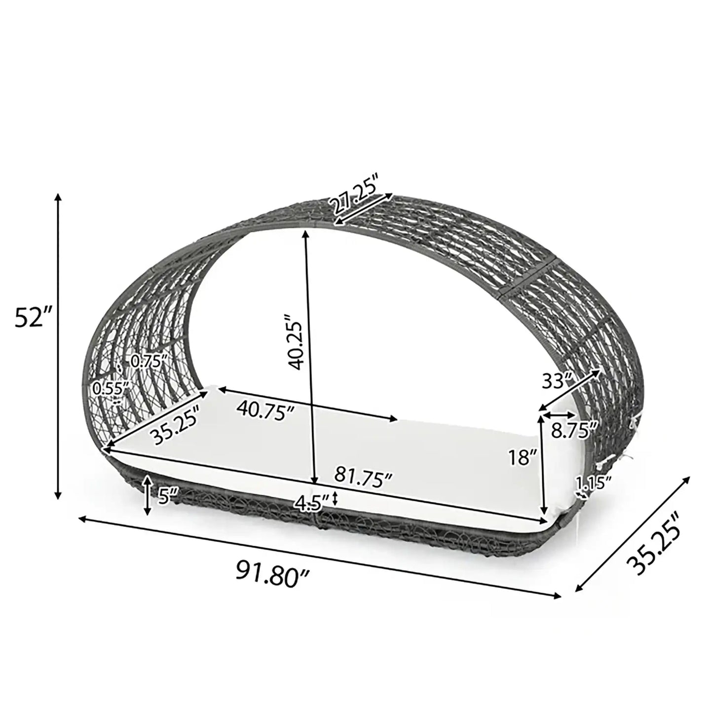 Abigal Outdoor Wicker Daybed With Cushion
