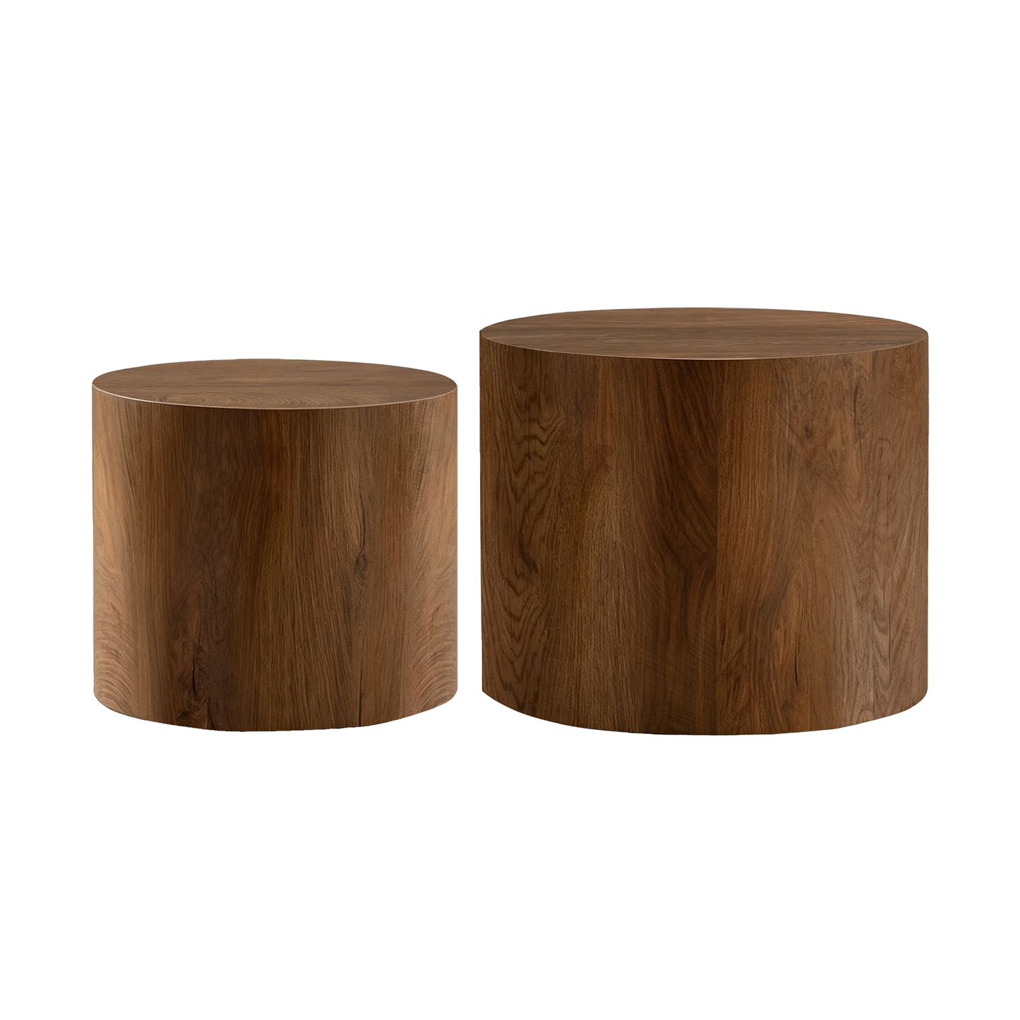 Nesting Coffee Table Set of 2, Modern Round Coffee Tables with Non-Slip Feet