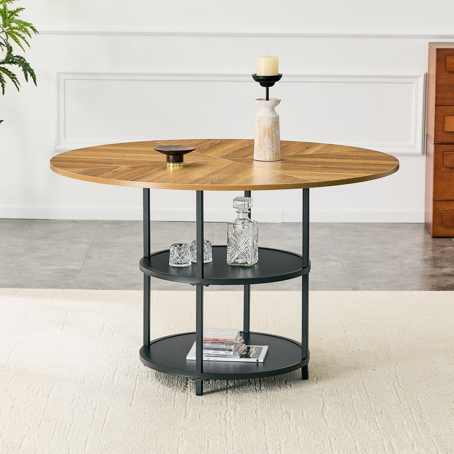 47.3-Inch Diameter Modern Splicing Circular Dining Table