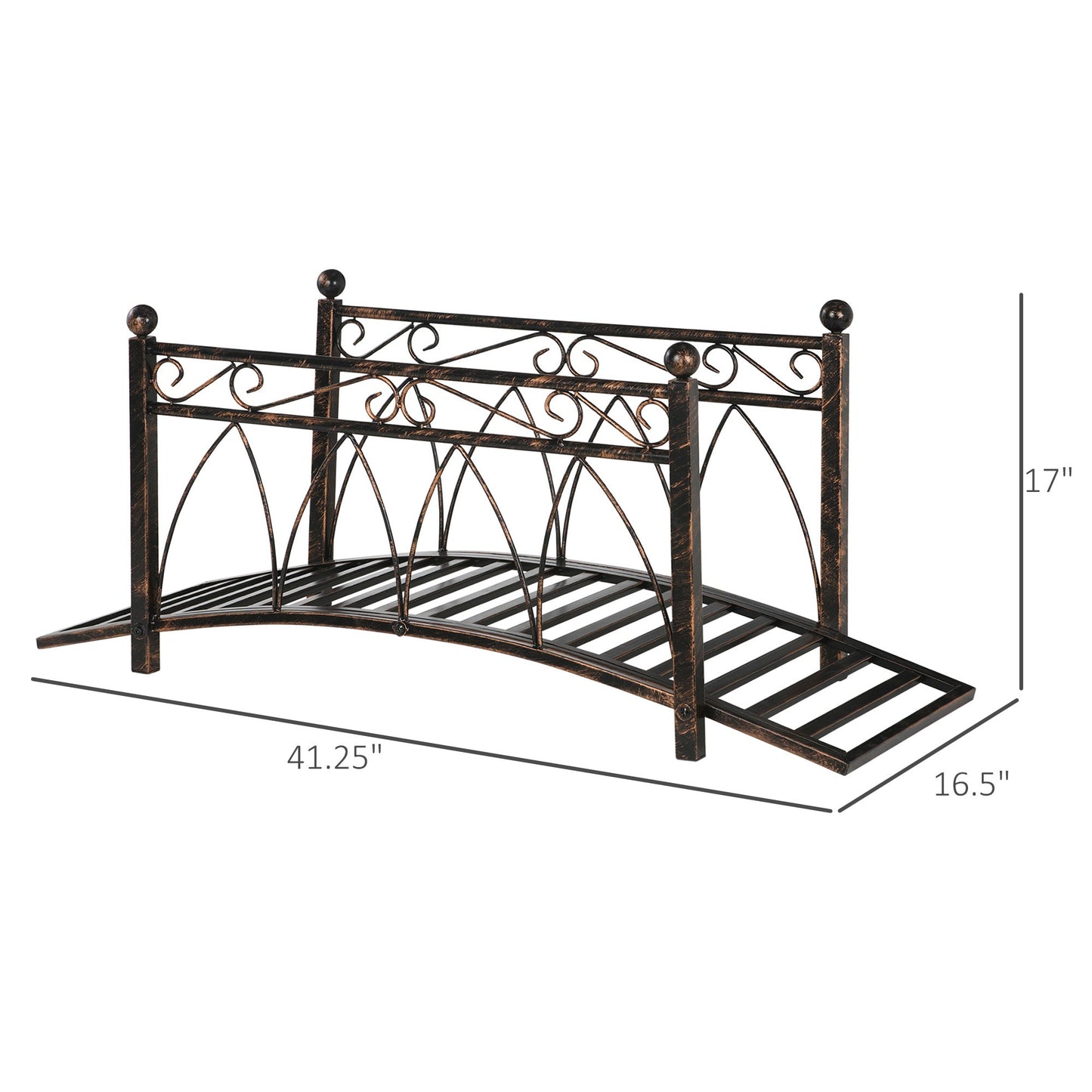 Outsunny 3.3' Metal Arch Zen Garden Bridge with Safety Siderails