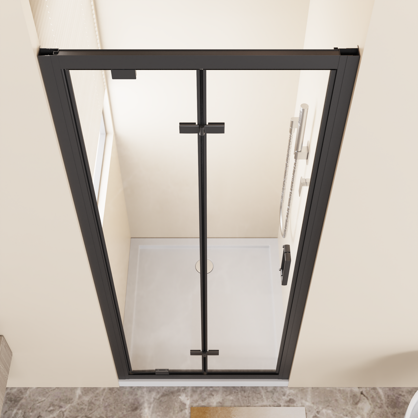 Framed Bi-Fold Pivot Shower Door 30"x72" Space-Saving Folding Shower Enclosure