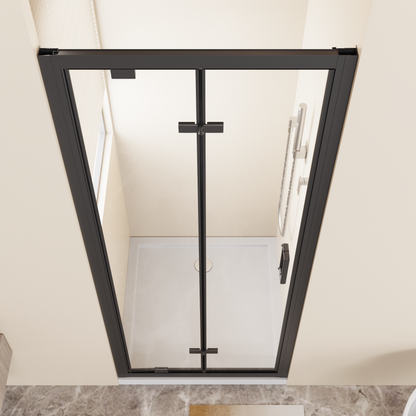 Framed Bi-Fold Pivot Shower Door 30"x72" Space-Saving Folding Shower Enclosure