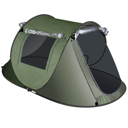 3-4 Person Pop Up Tent Automatic Setup Camping Tent Waterproof InstantÊSetup Tent with 2 Mosquito Net Windows Carrying Bag for Hiking Climbing Adventu