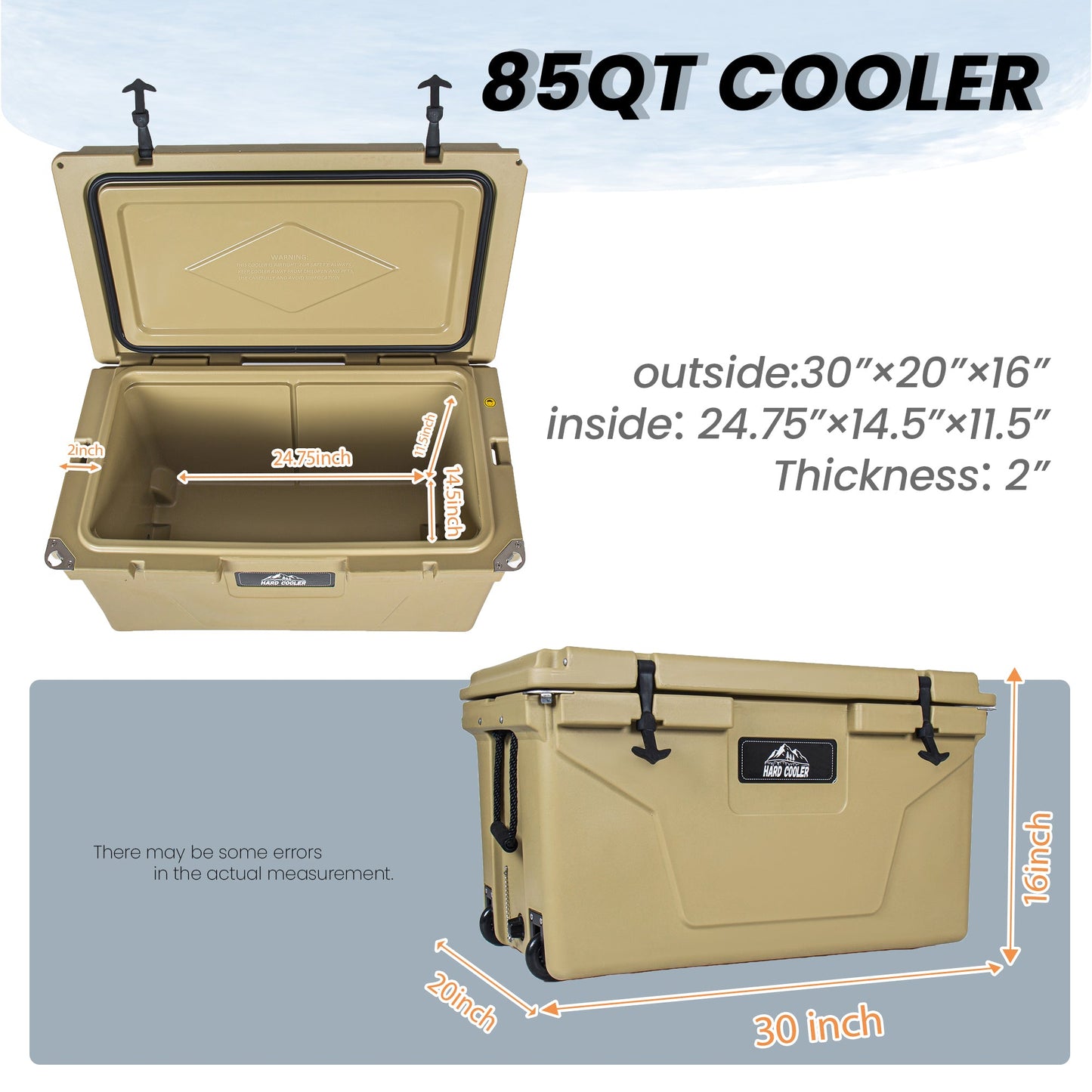 85 Quart Khaki Bear-Resistant Rotomolded Cooler