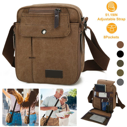 Unisex Crossbody Bags Canvas Phone Tablet PC Shoulder Bag Credit Card Key Messenger Purse
