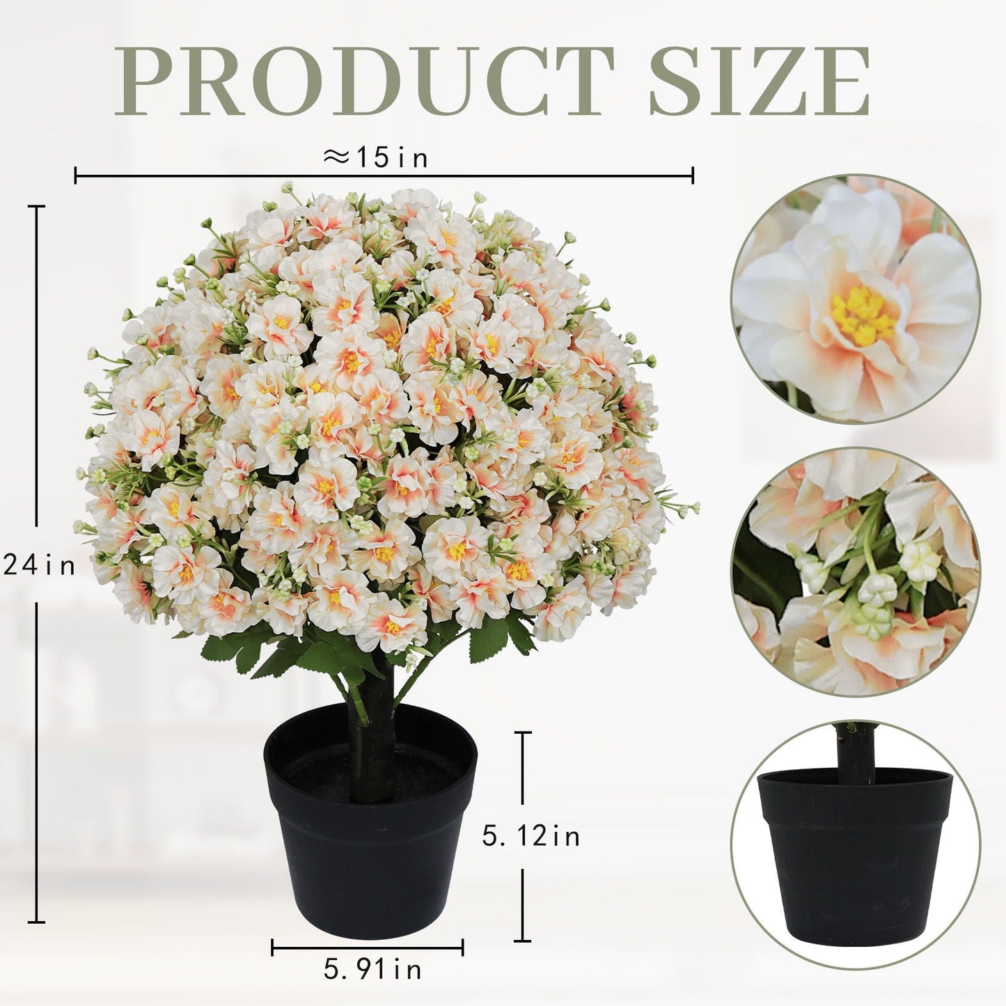 Artificial Snow Lotus Potted Plant, Artificial Floral Decor For Indoor & Outdoor Spaces - White / Pink