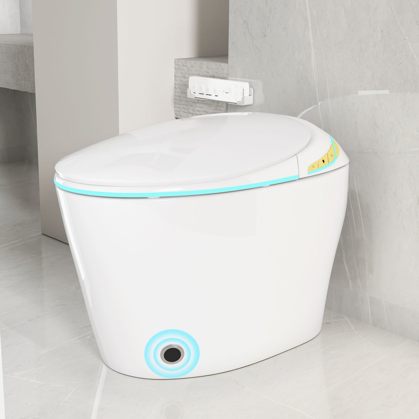 Unique Smart Toile With Built In Bidet, Auto Open / Close Seat, Foot Sensor, LED Display, Night Light, Warm Water & Dryer Ceramic