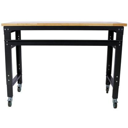 48" Wide Rolling Workbench with Adjustable Height - Dark Gray, Wood