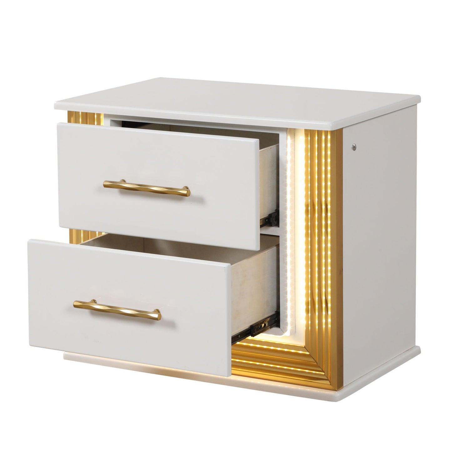 Obsession - 2 Drawer LED Nightstand - White