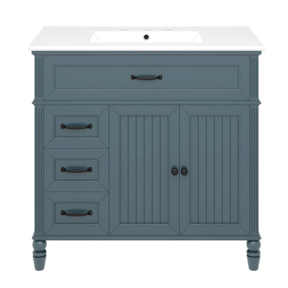 Bathroom Vanity With Sink, 2 Doors 2 Drawers, Freestanding Design