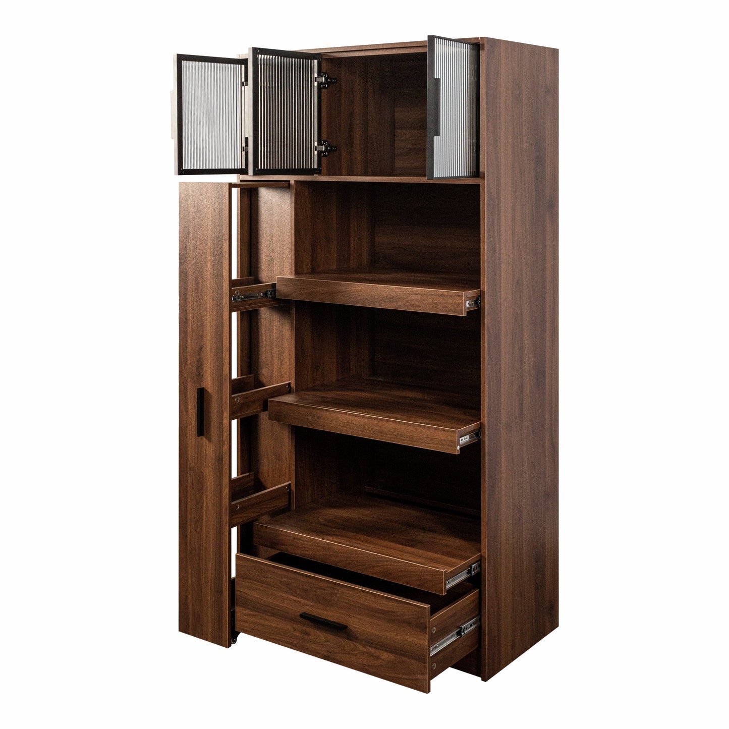 70.87" Tall Kitchen Pantry Cabinet with Multi-Tier Pull-Out Shelf