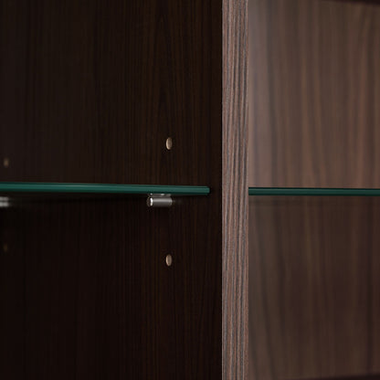 Modern Minimalist Style LED Curio Cabinet With Tempered Glass Door, Metal Legs