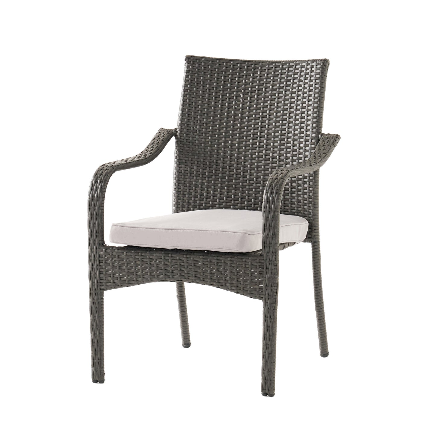 Outdoor PE Rattan Stacking Chair with Iron Frame and Cushions (Set of 4)