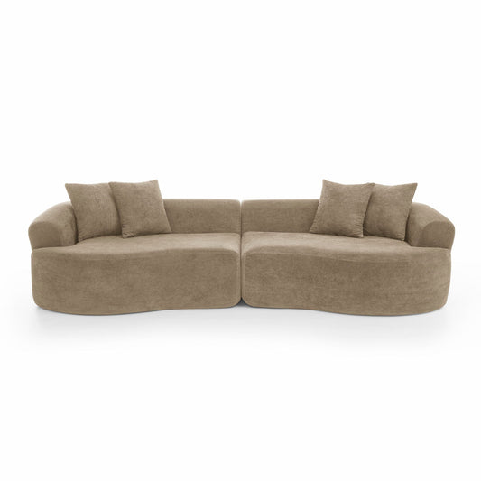 Cloud 4 Seater Sectional Curved Sofa, Minimalist Design - Light Brown