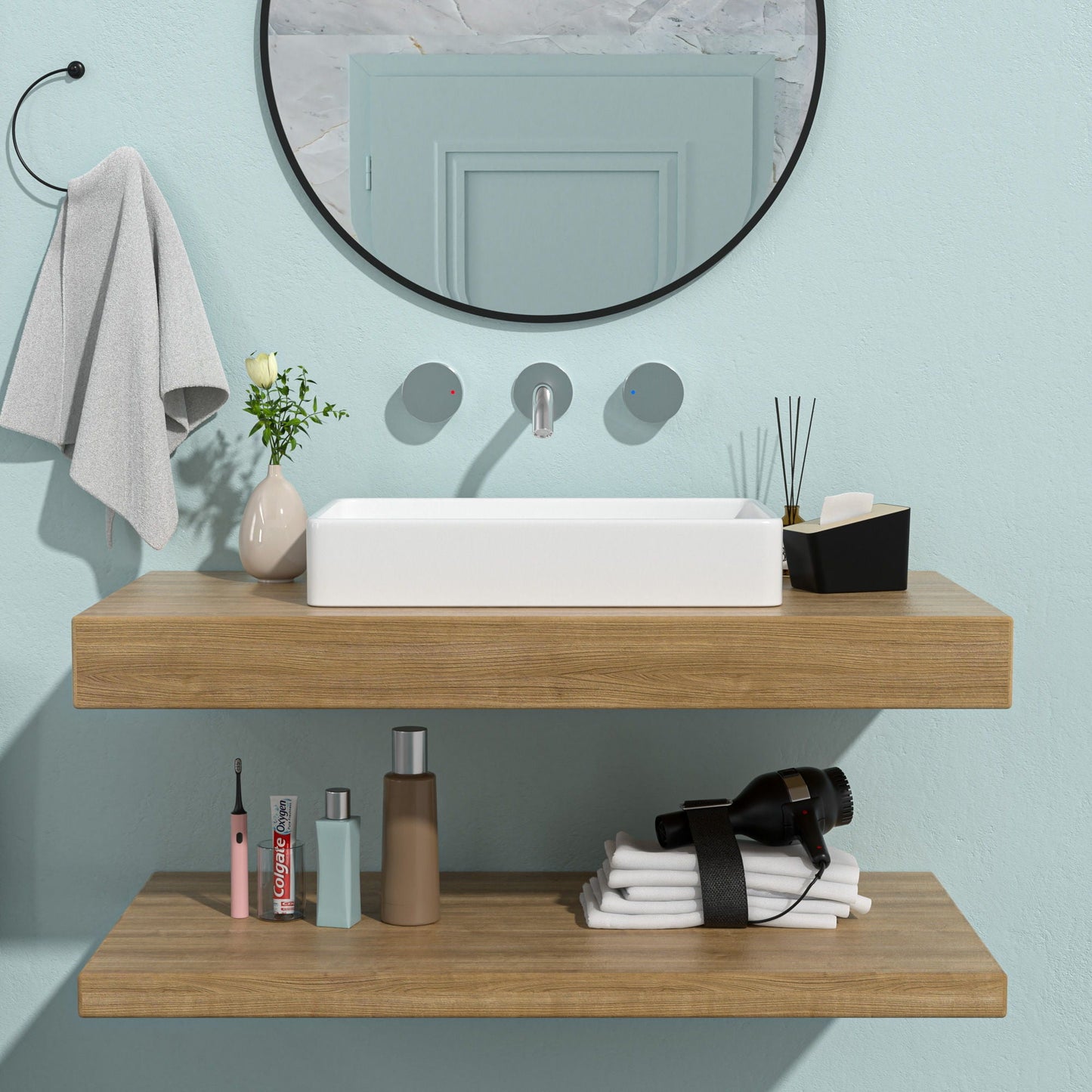 Modern European Design Ceramic Rectangular Vessel Bathroom Sink