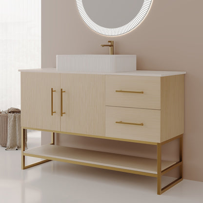 47.2" Modern Bathroom Vanity With Ceramic Vessel Sink