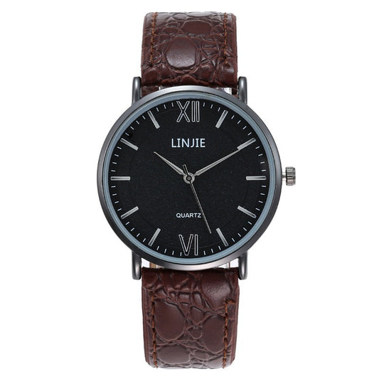 Fashion Men's Watch Casual Leather Belt