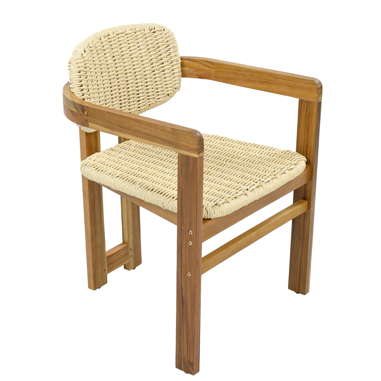 Outdoor Accent Armchairs For Patio (Set of 2) - Natural / Teak