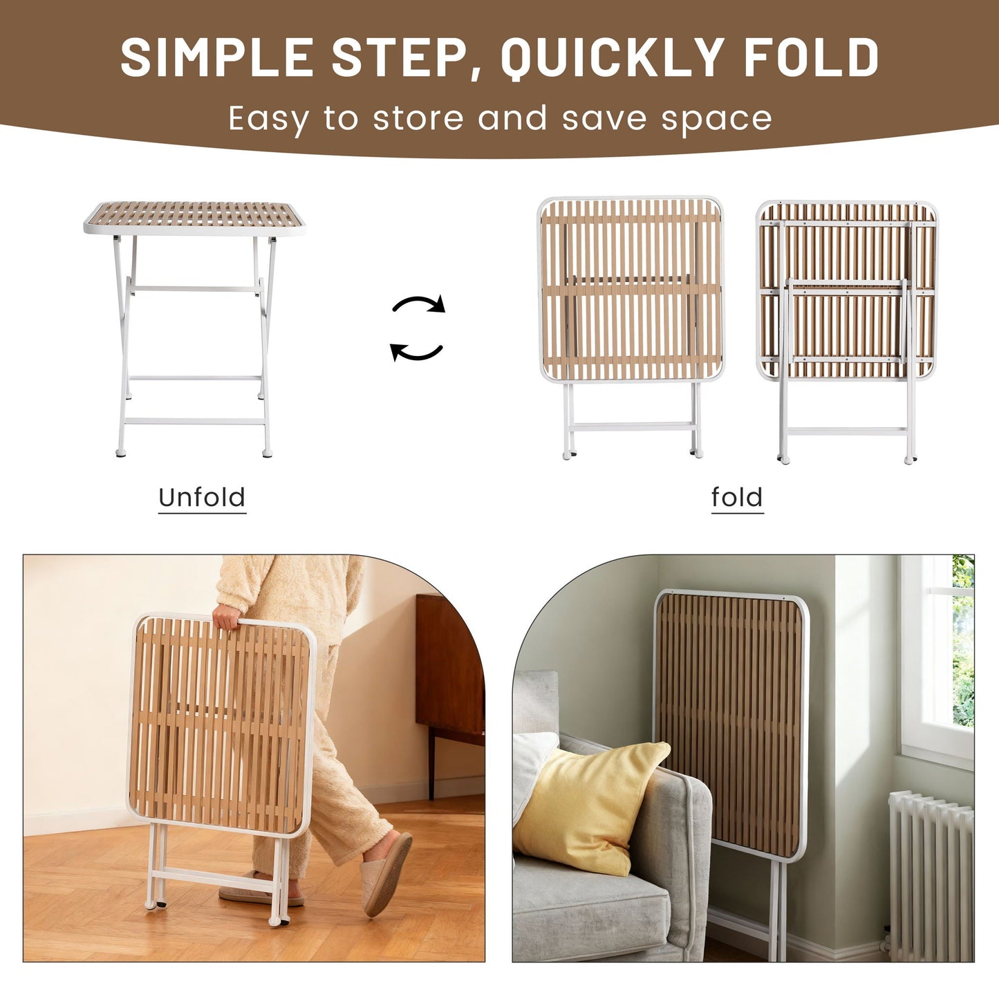 4 Piece Set Of Modern Designed Single Chairs With Folding Square Table