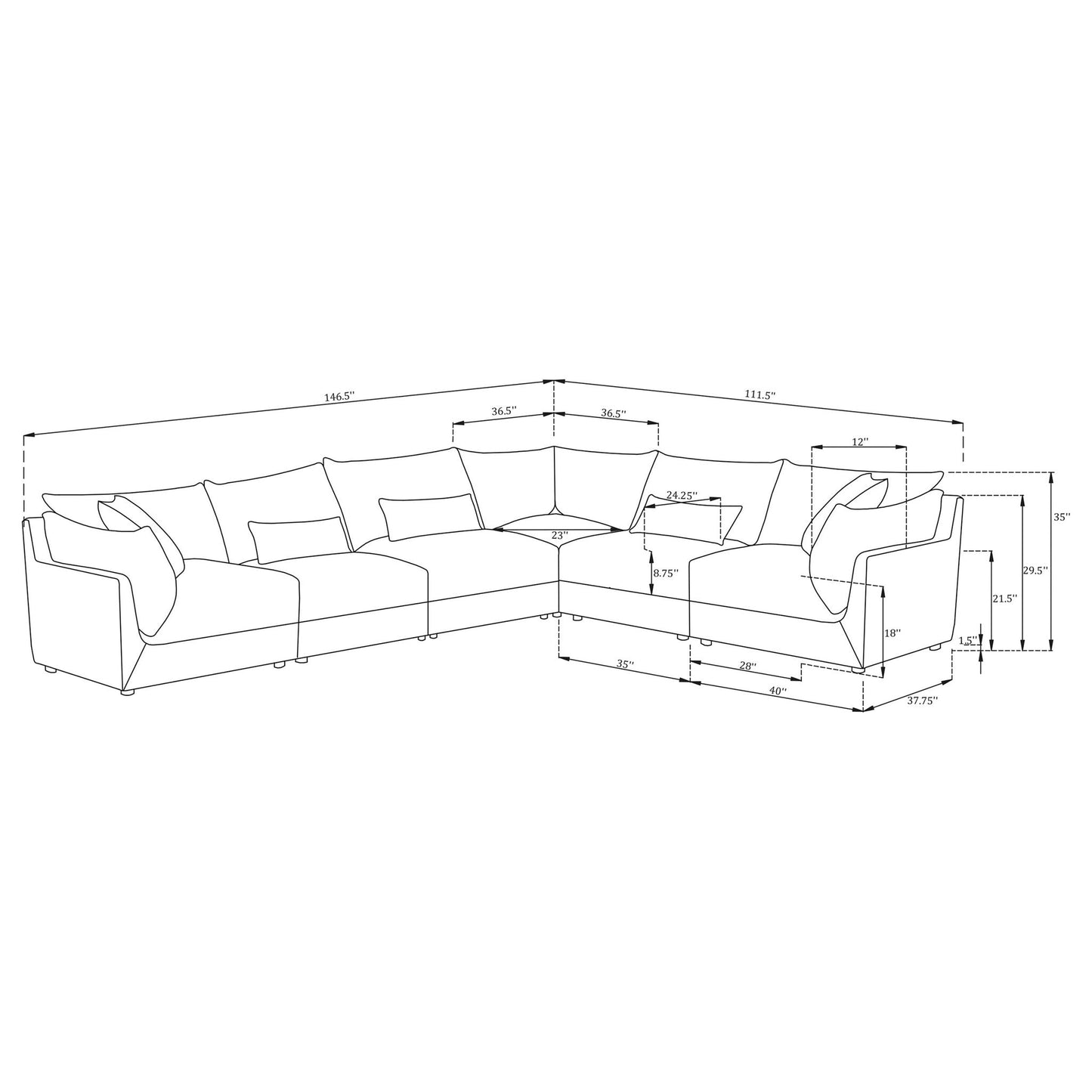Tomasina - Modular Sectional Sofa With Cushions