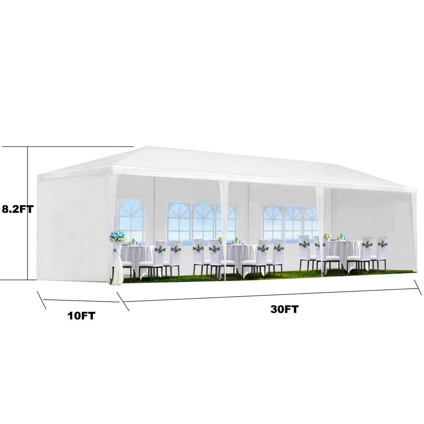 10x30' Outdoor Garden Gazebo Wedding Party Tent Canopy with 8 Removable Sidewalls