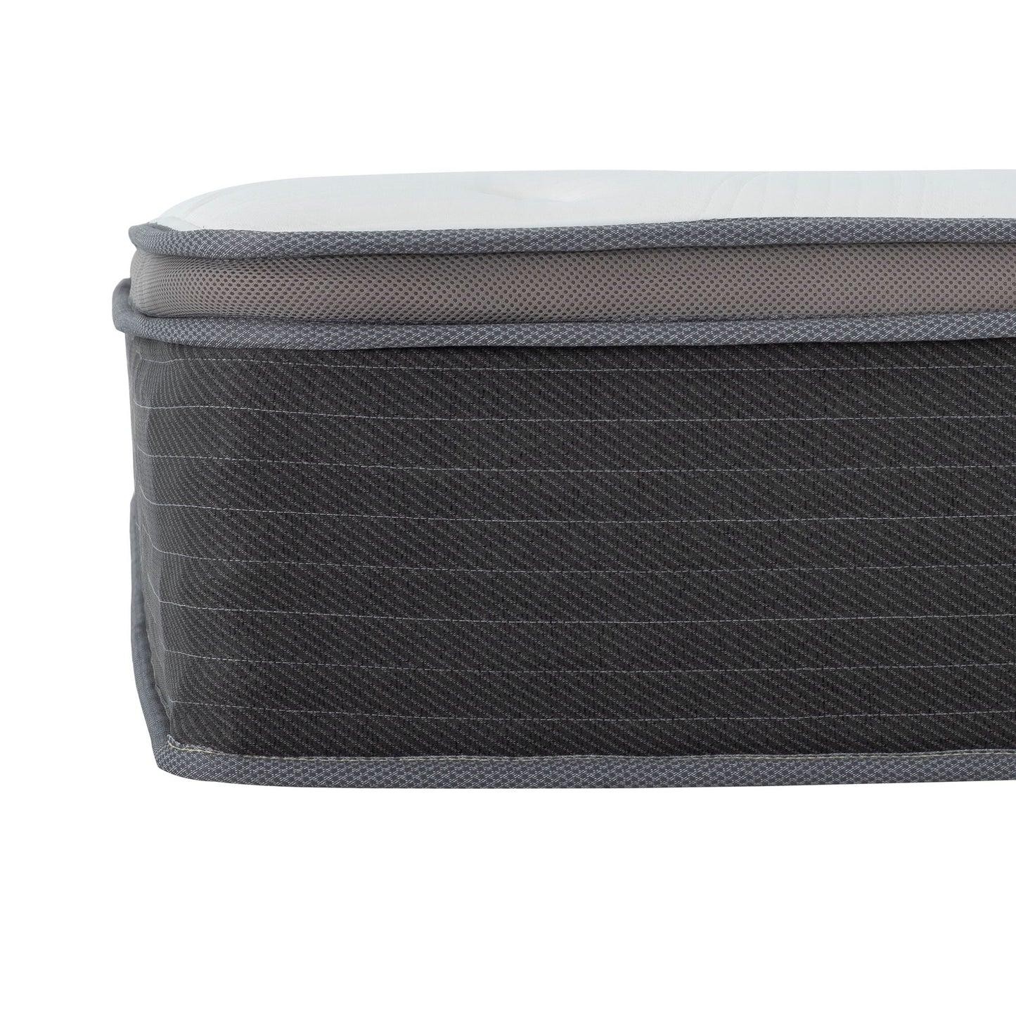 12'' Hybrid Mattress In A Box, Plush Gel Memory Foam Mattress Top With Pocket Coil Base - Gray / White - Queen