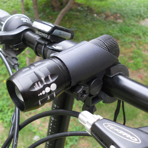 Bike Light Set: 2× Q5 LED Front Flashlights, 2 Mounts & 1 Rear Light