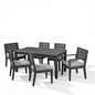 Outdoor Acacia Wood 7 Piece Expandable Dining Set, Sandblasted
